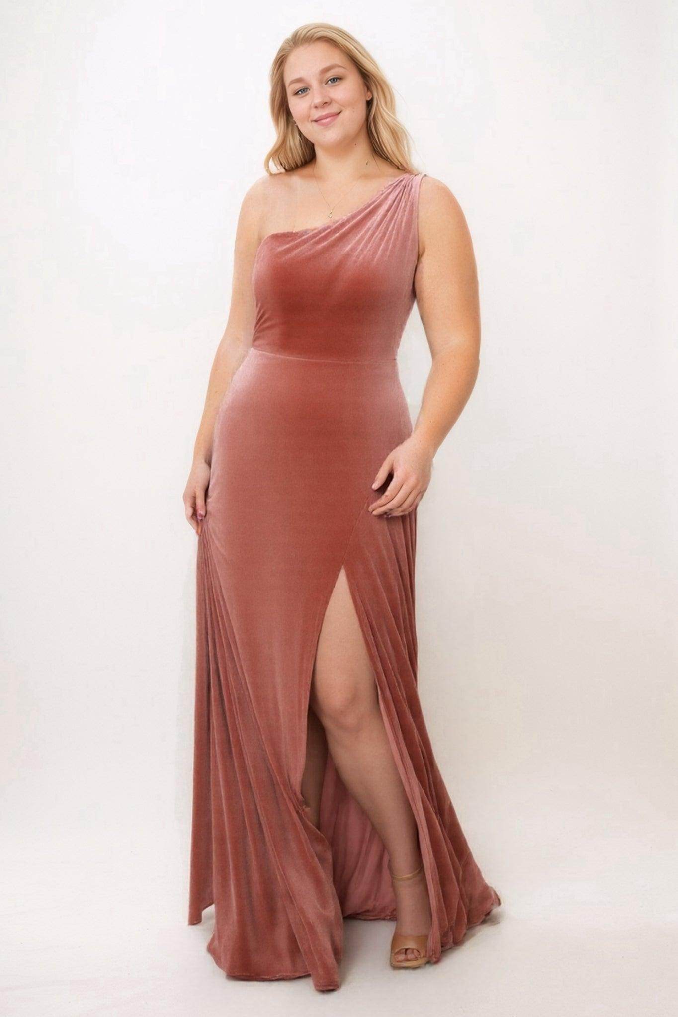 Sheath Sweep-Brush Train Velvet Bridesmaid Dress Formal Dresses CB0537PS - COCOMELODY